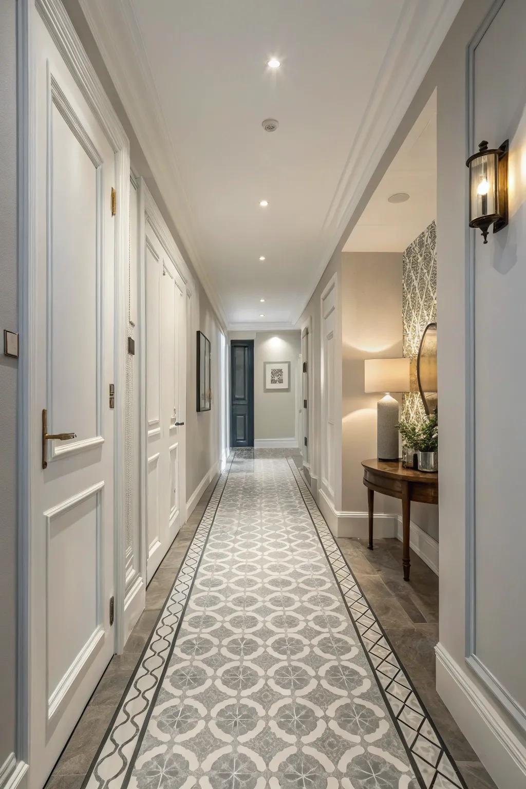 Single-color schemes have the ability to visually enlarge narrow hallways and foster a cohesive design.