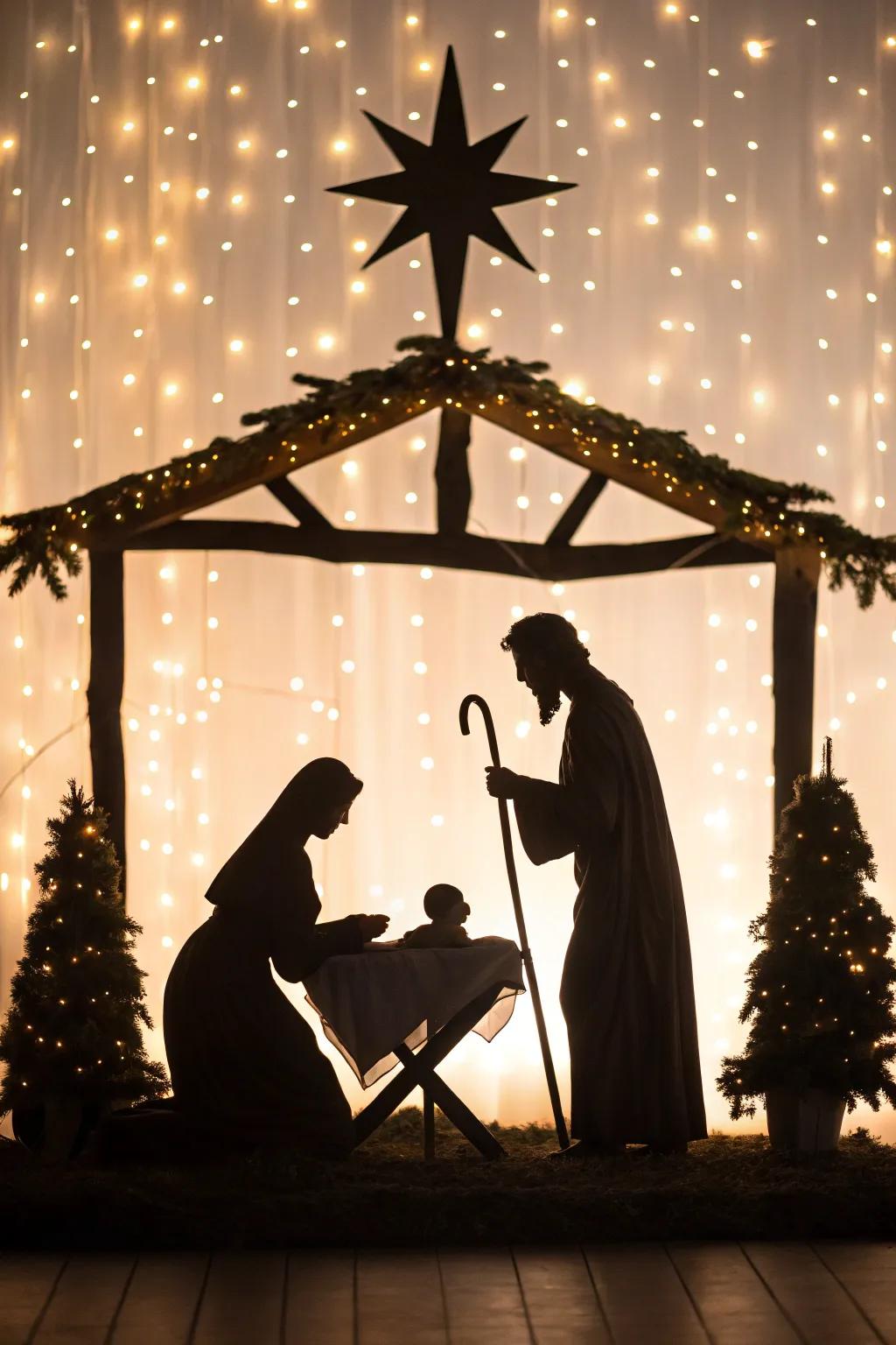 Silhouette cutouts create a modern yet meaningful nativity scene.