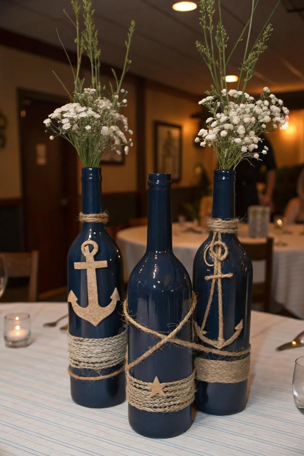 Reclaimed bottles morph into classy seafaring accents.