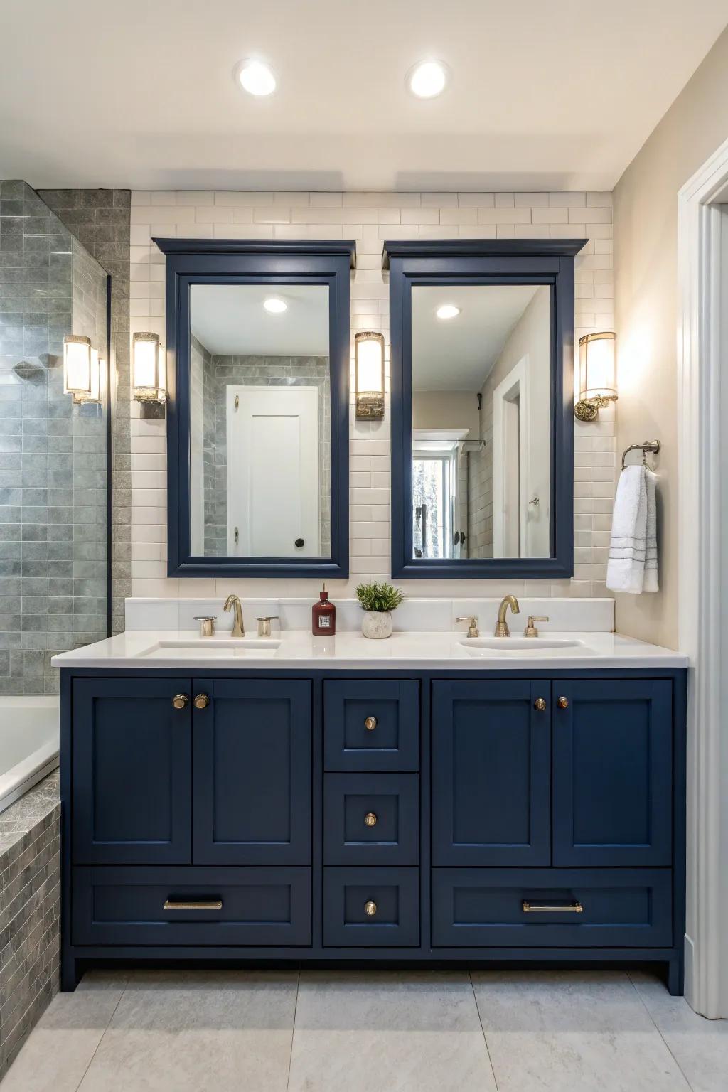 Shared vanities provide convenience and style.