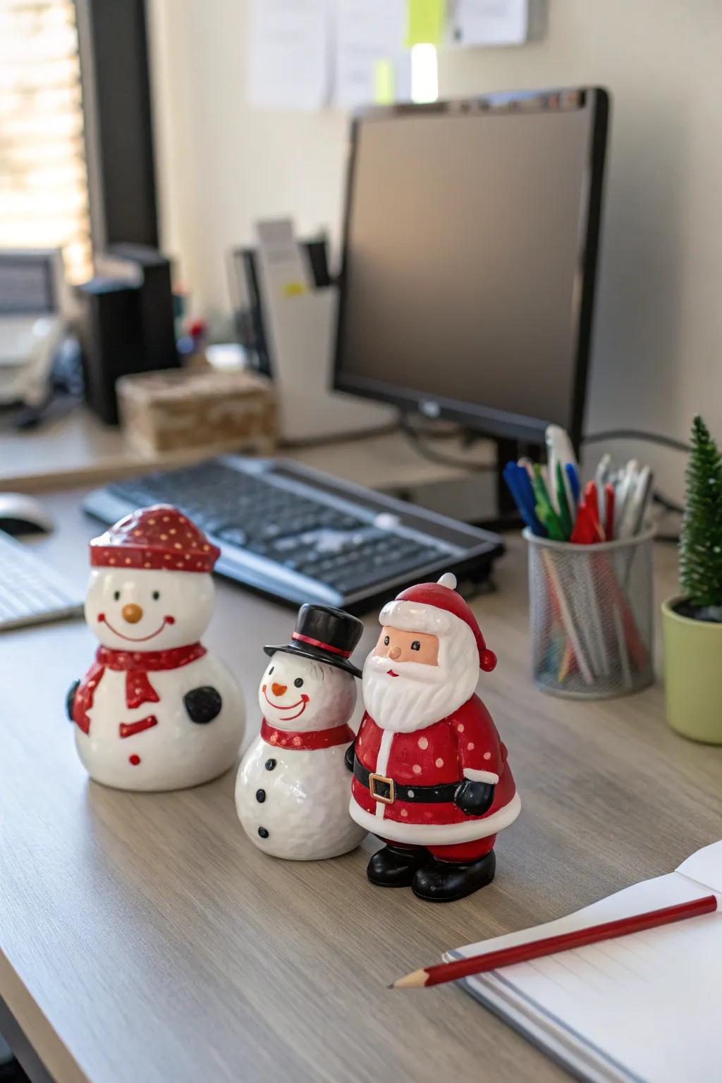 Enchanting statuettes inject a playful nuance into your workspace.