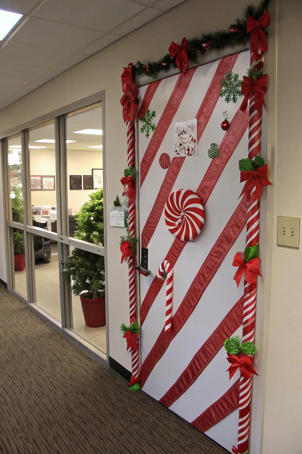 Enter the Sugar Stick Path with this charming door design.