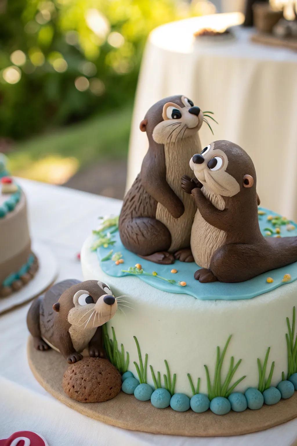 Fondant otters introduce an enchanting element to every cake.