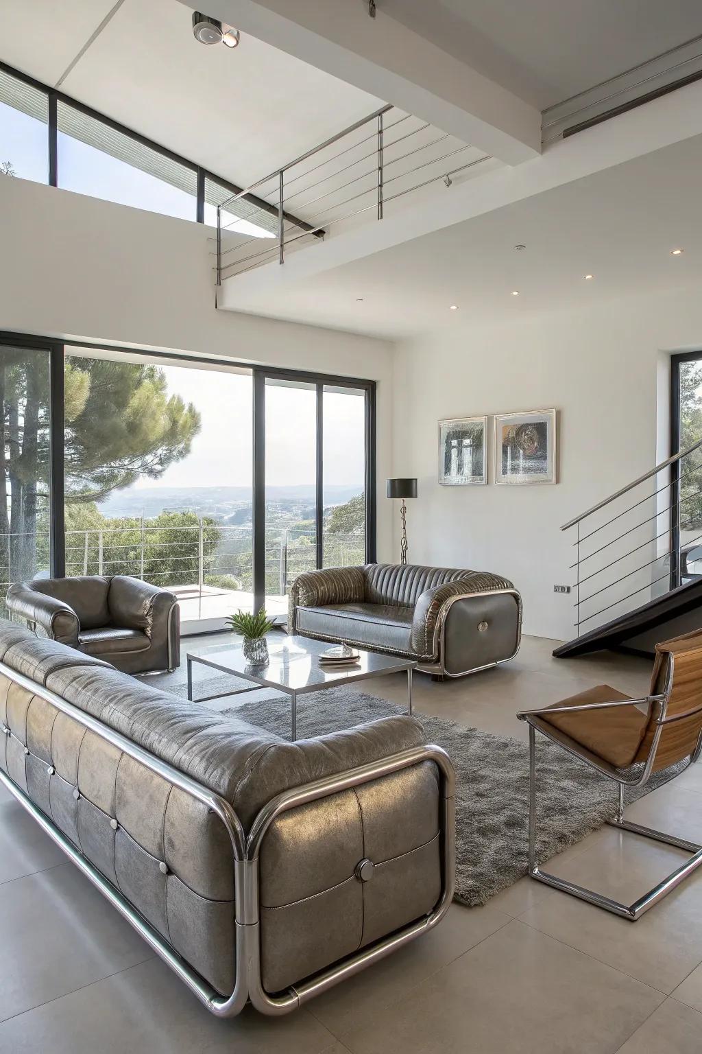 Avant-garde furniture imbuing any area with a streamlined and modern aspect.