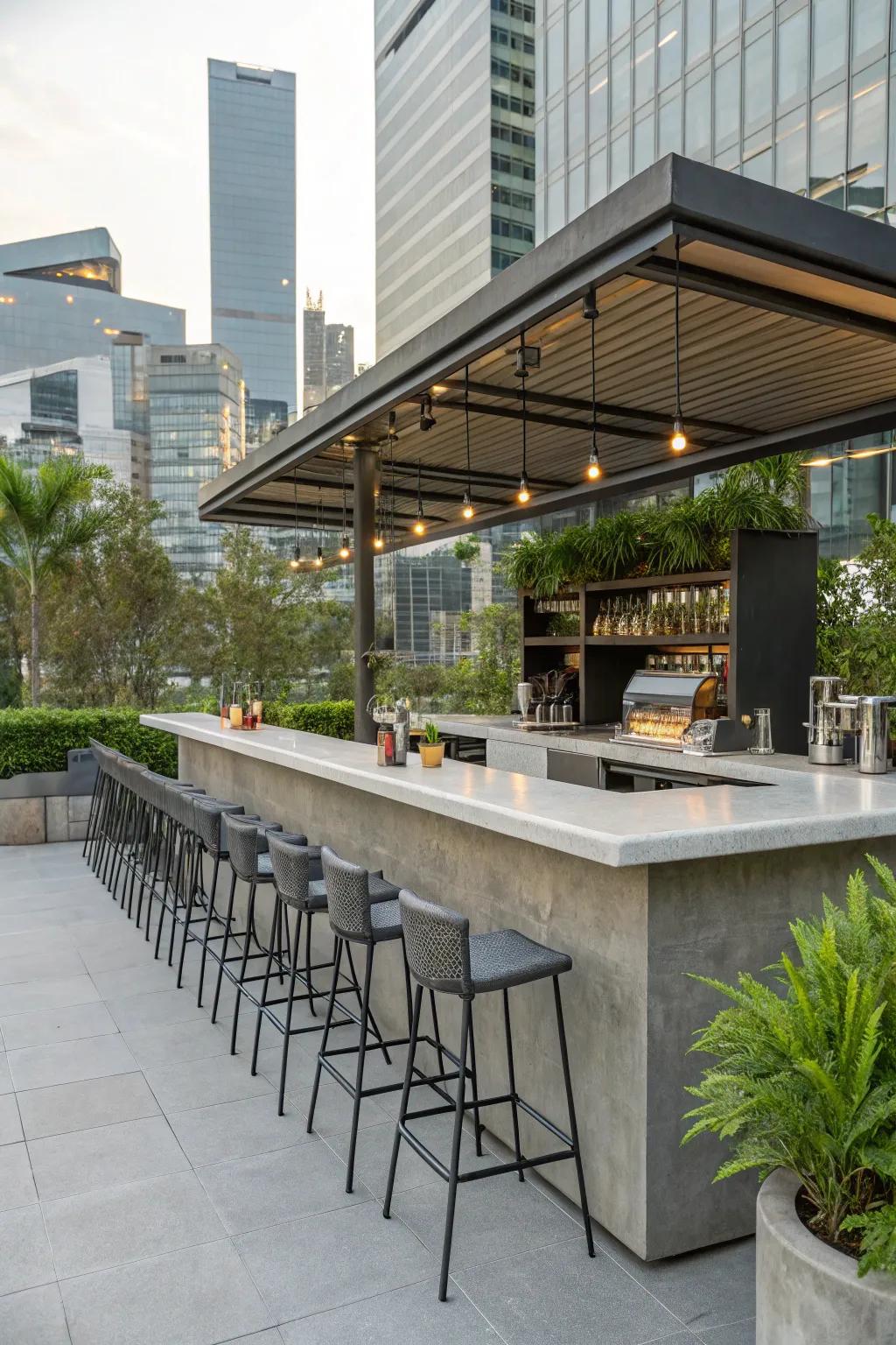 Contemporary form connects with open-air existence through sleek substances.