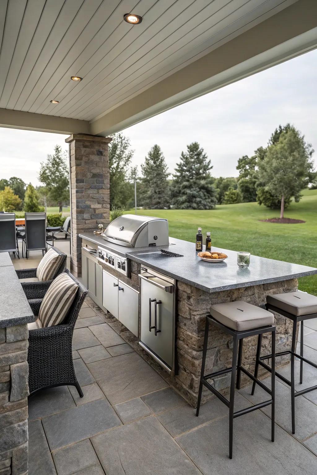 Cook up a storm with a fully-equipped outdoor cooking station.
