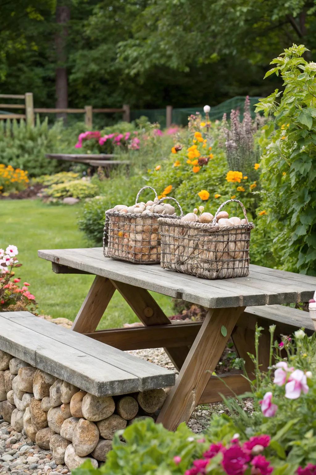 Wire forms add an industrial vibe with natural beauty.