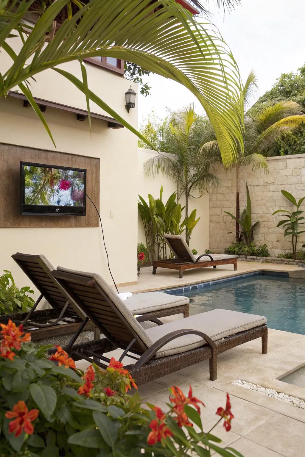 Poolside TV viewing injects a dash of luxury into your outdoor area.