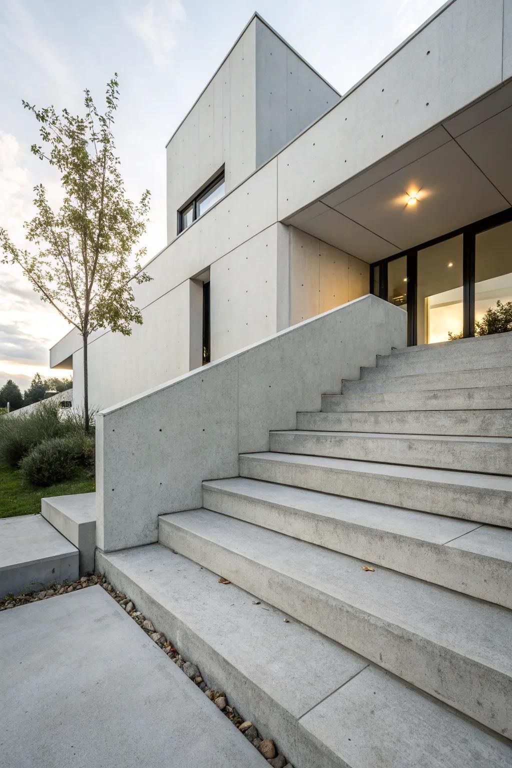 Sleek and modern concrete steps for a minimalist look.