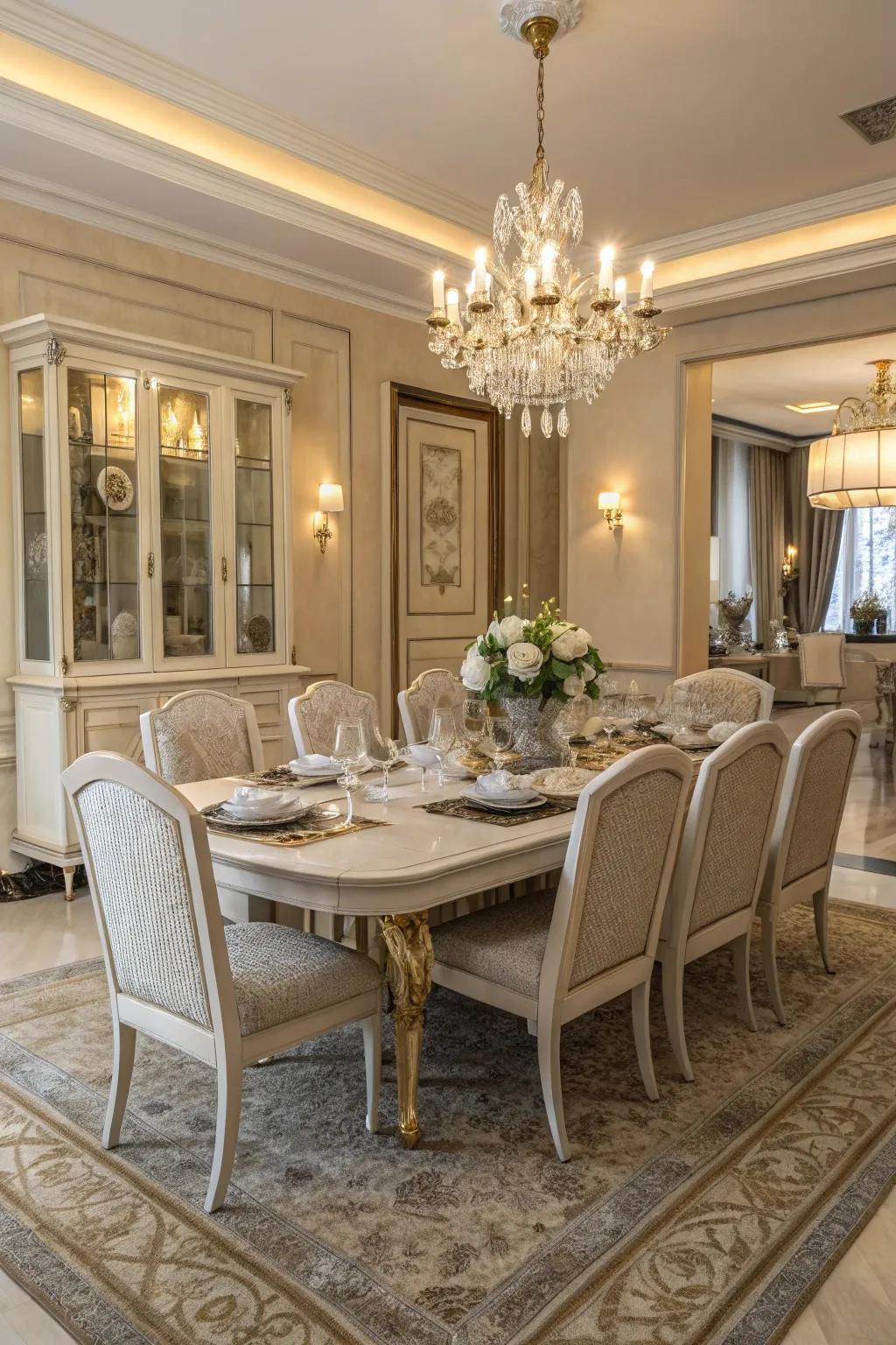 Neutral tones bring a classic elegance to your dining table.