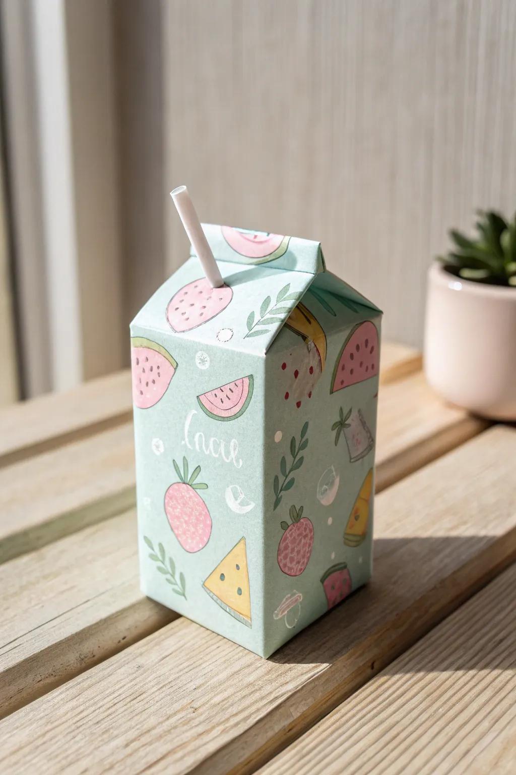Inject a splash of whimsy into your space with this charming juice box squishy!