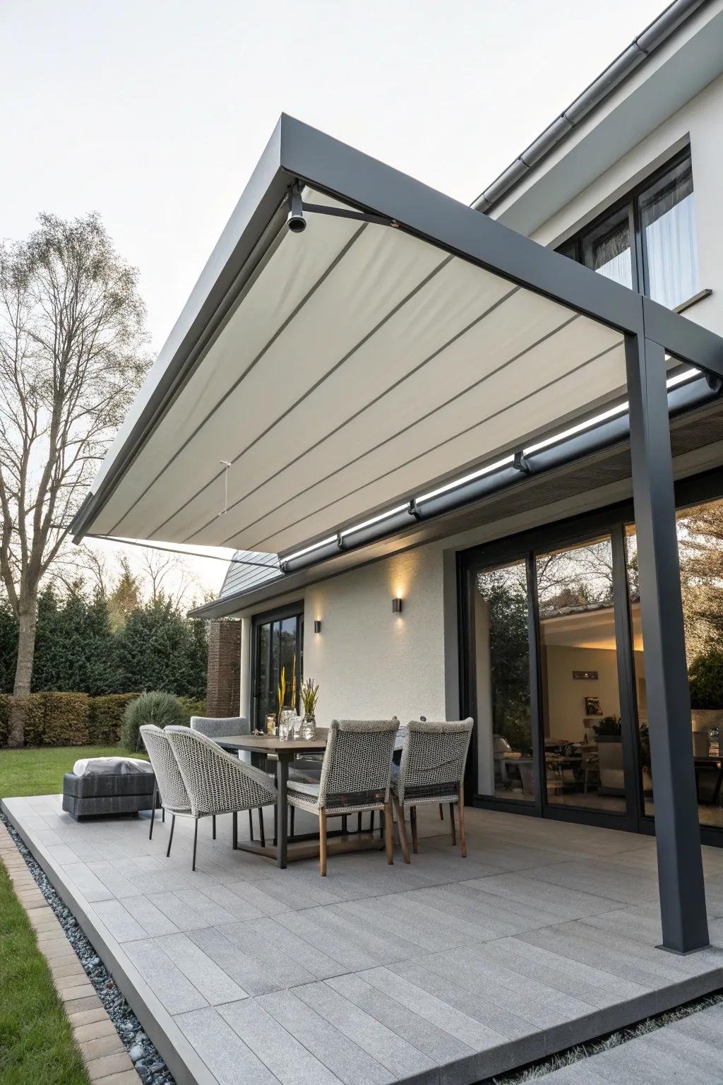 Modern awnings offer quick and stylish rain protection.