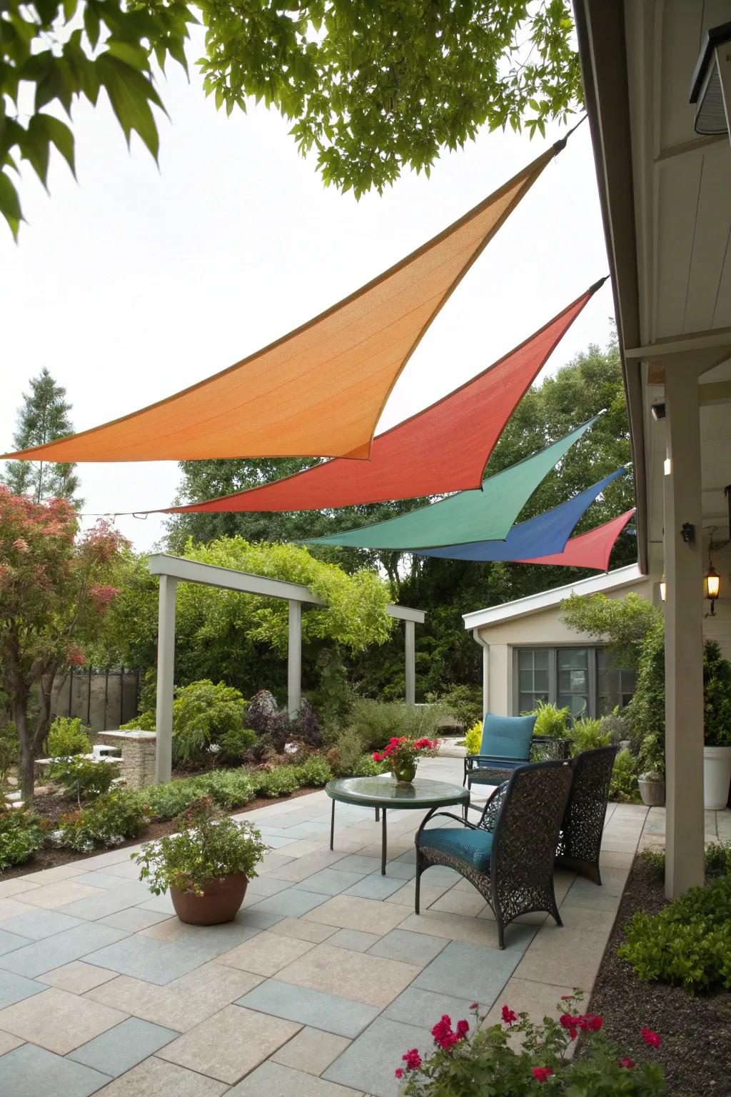 Shade sails are a stylish and practical solution for shading your patio.