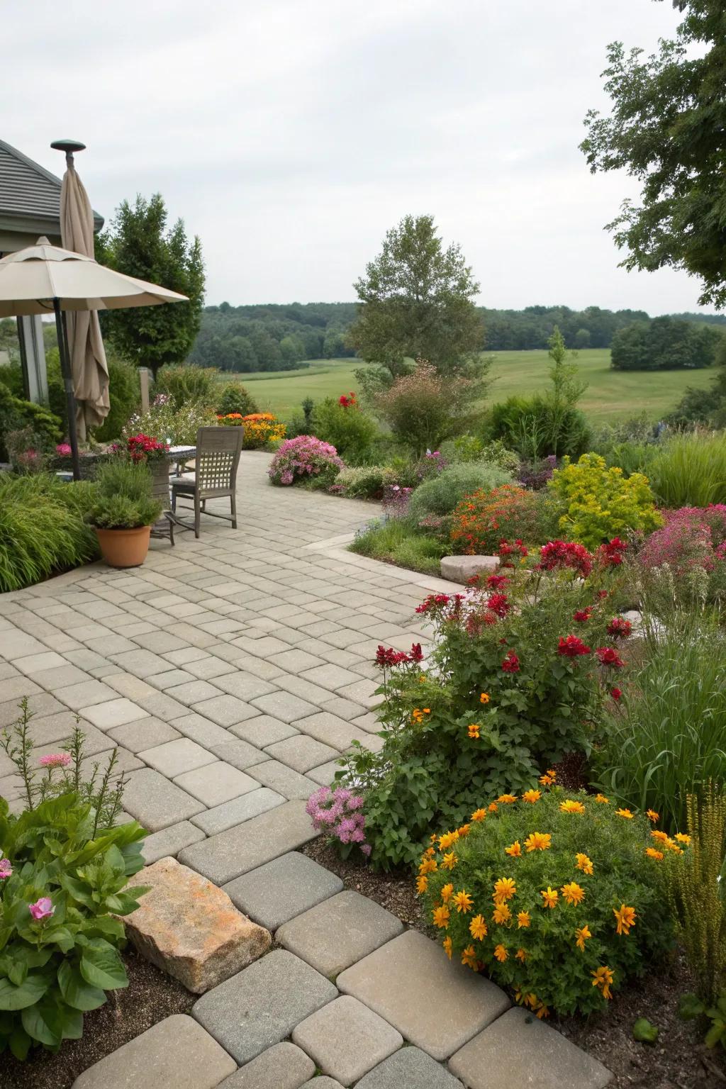 Green plants liven up your paver patio.