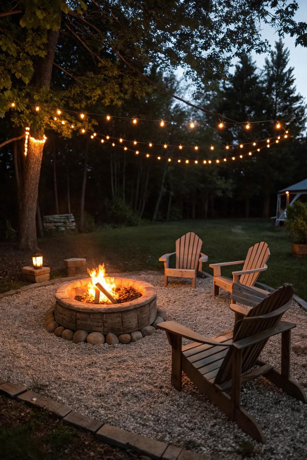 A welcoming fire pit space with a rustic appeal.