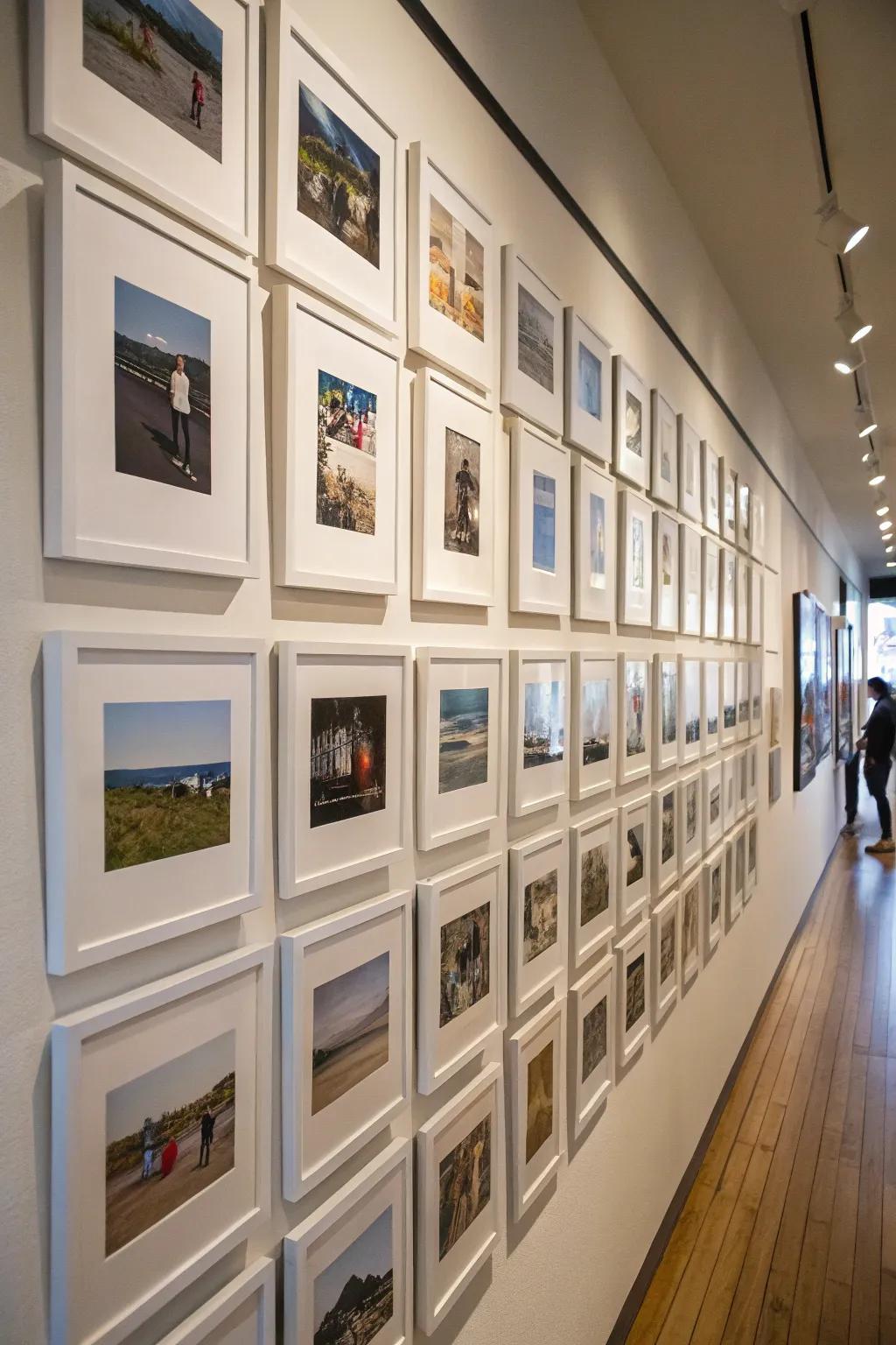 A grid-style picture wall exuding contemporary elegance.