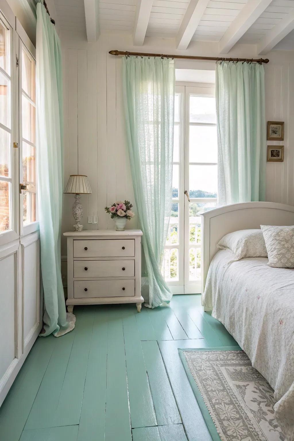Pastel floors create a soothing and inviting retreat.
