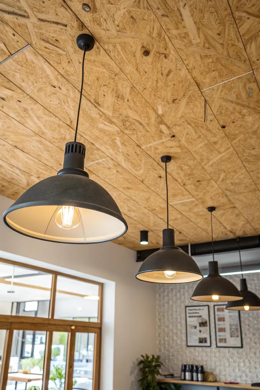 A plywood ceiling enriches both the style and sound dynamics within the space.