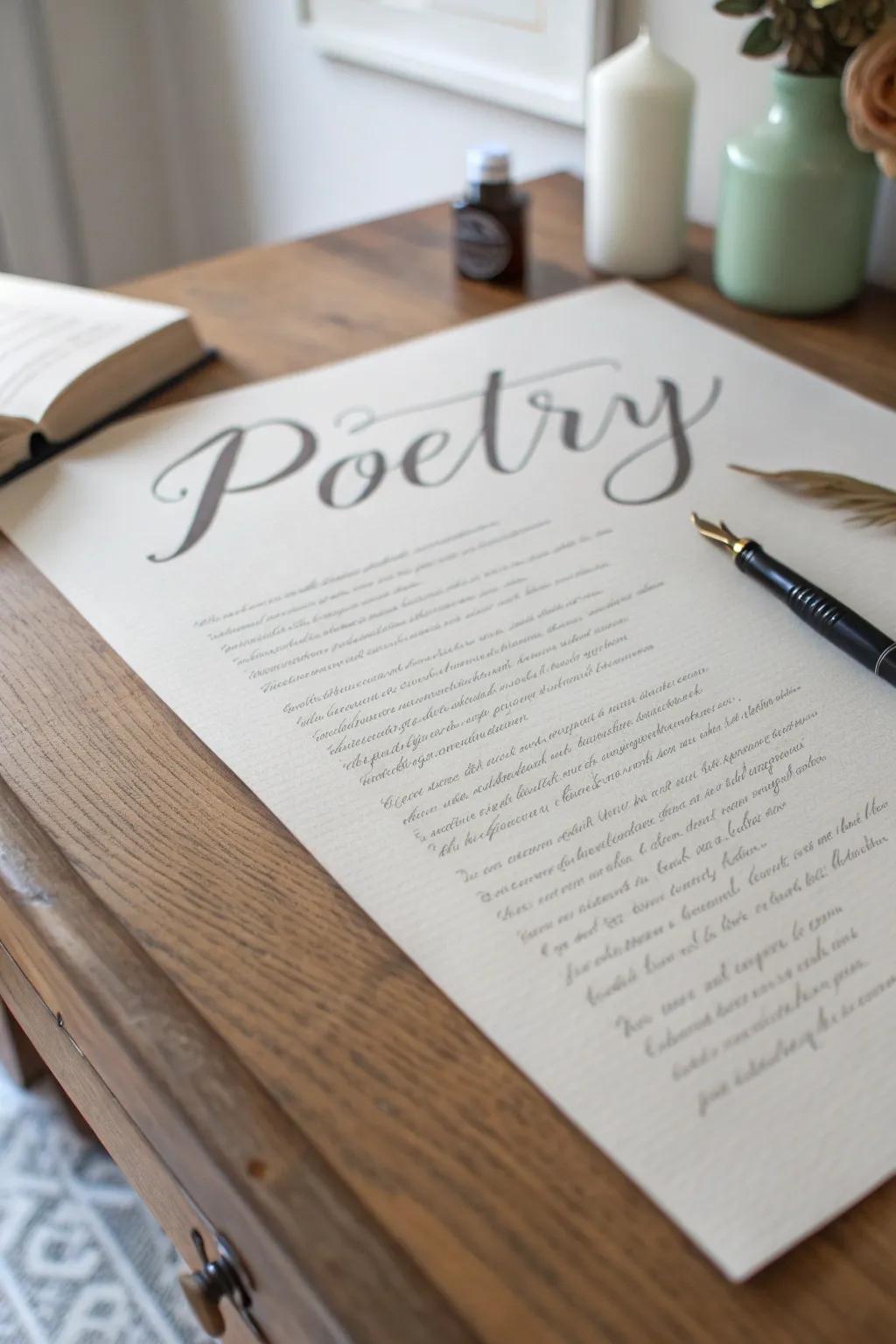 The visual impact of poetry is enhanced through typography.