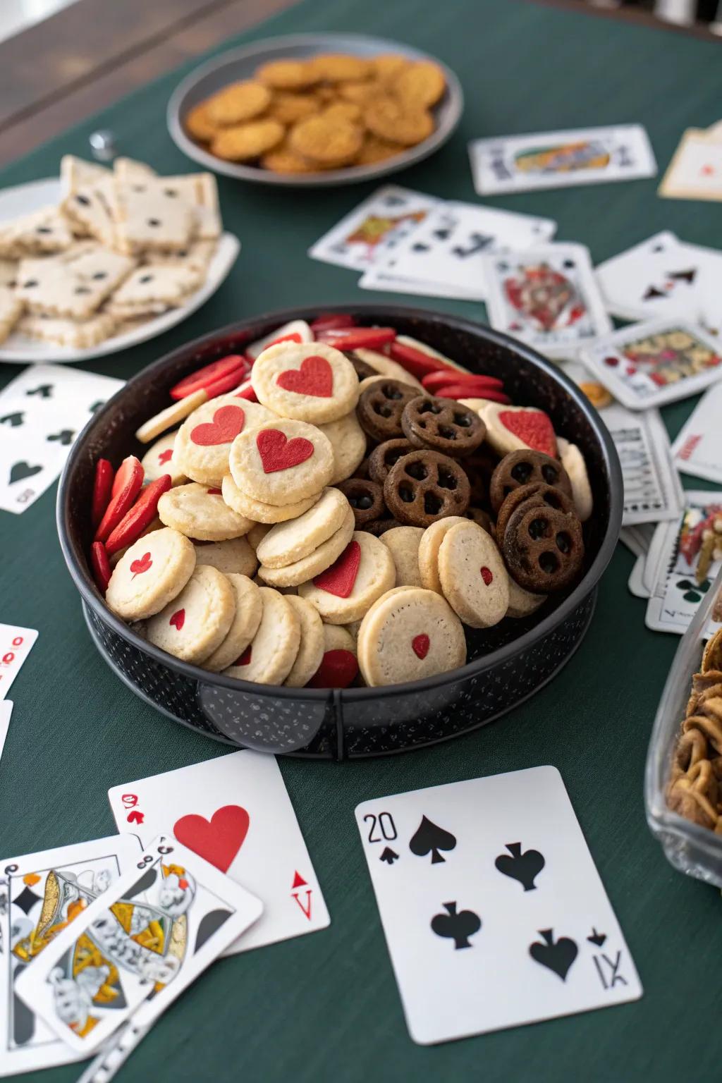 Snack in style using poker-themed treats.