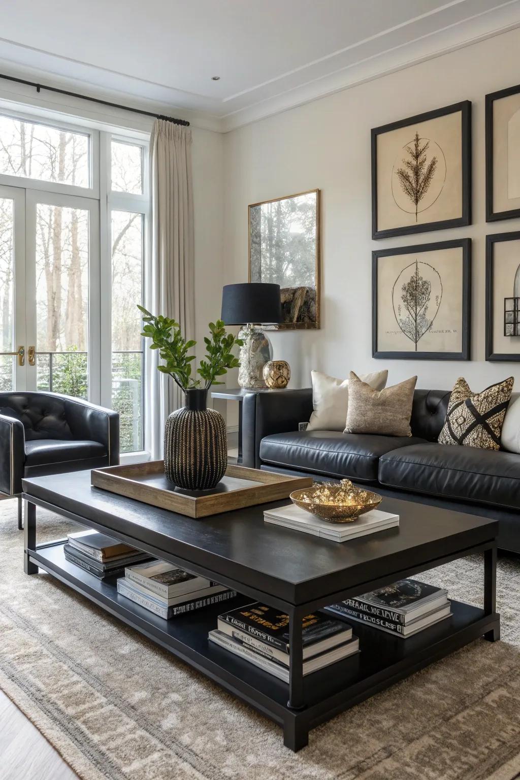 Ebony highlights infuse a modern and sophisticated vibe.