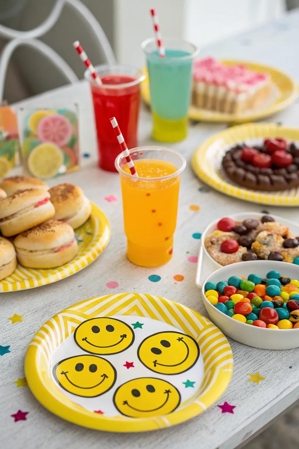Cheerful retro serving dishes sprinkle a playful touch onto your celebration.