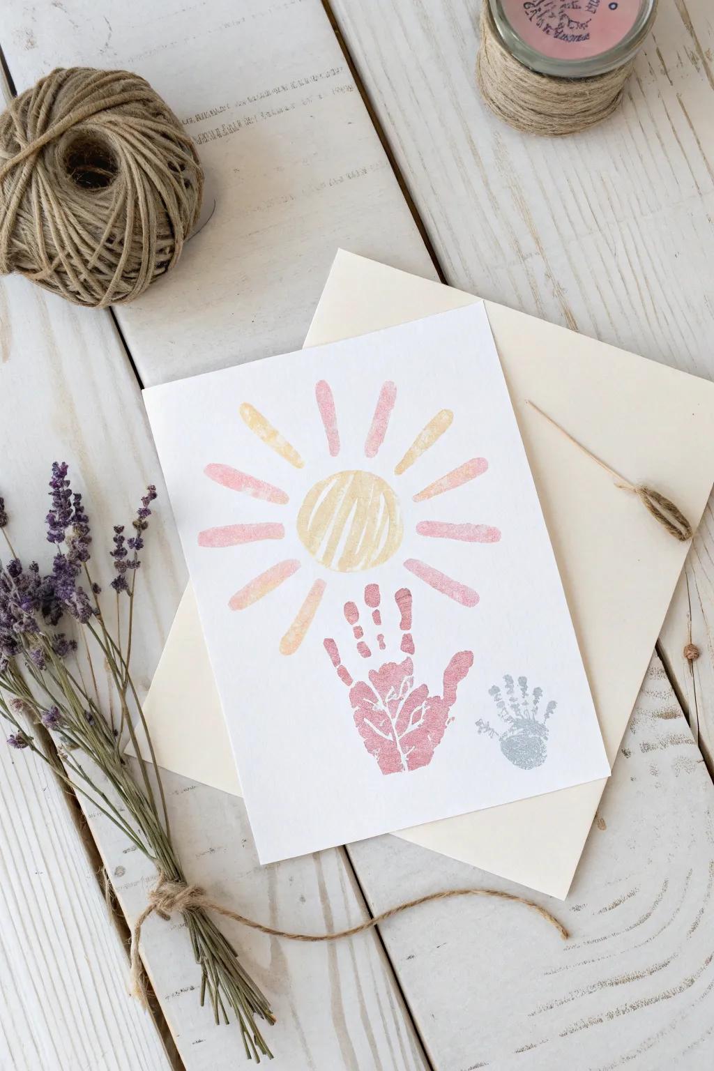 Illuminate Mom's Day with a Handprint Sunshine Card - Simple, Sweet, and Full of Love!