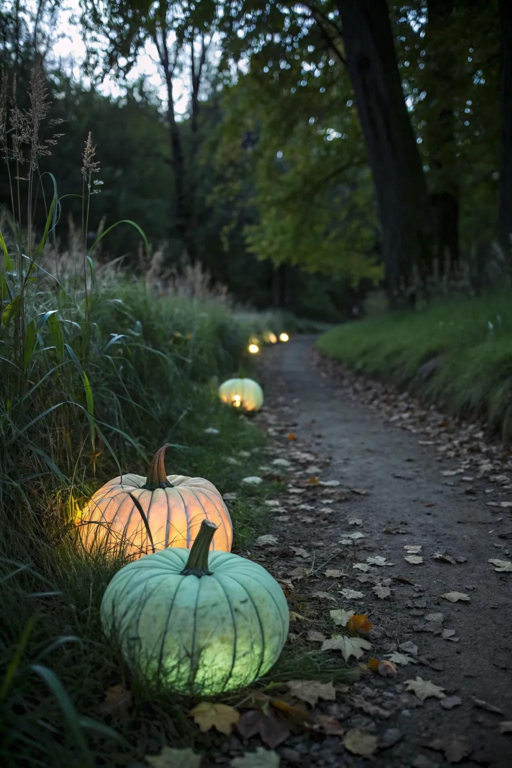 Illuminate the night with captivating glow-in-the-dark pumpkins.