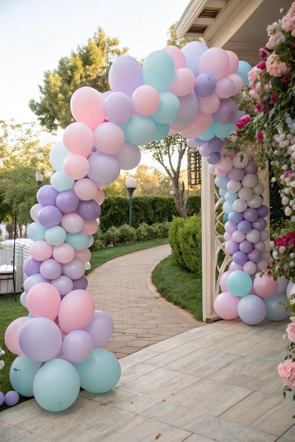 Balloon arches impart a delightful allure to quinceañera celebrations.