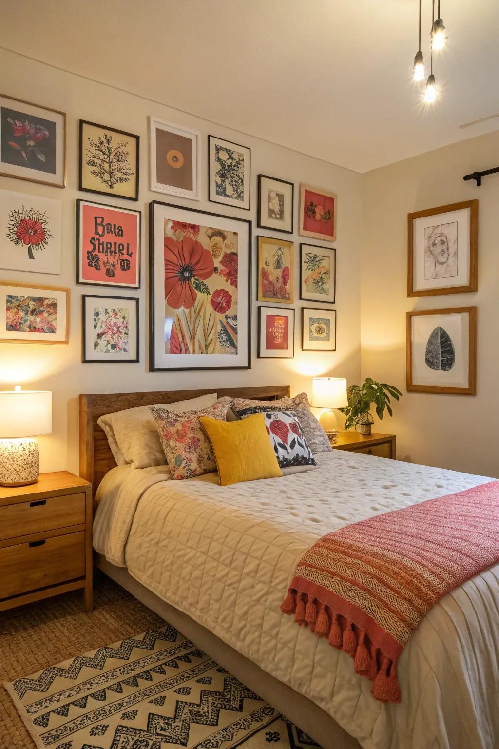 A wall gallery that infuses character through playful art prints.