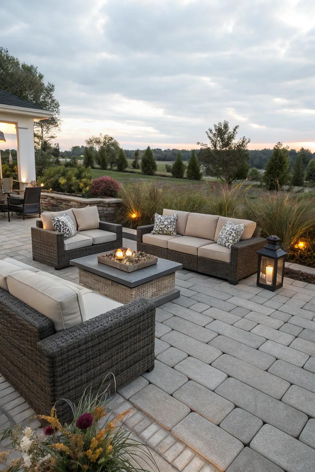 Comfortable furnishings turn the patio into a peaceful escape.