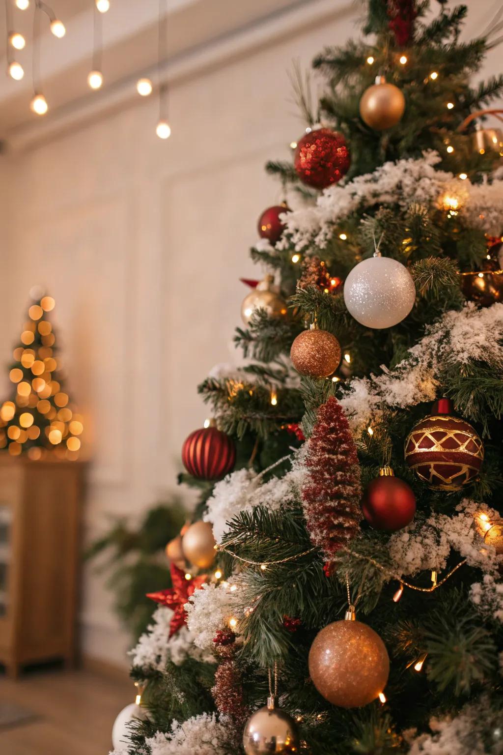 Organized textures contribute dimension and allure to the tree.