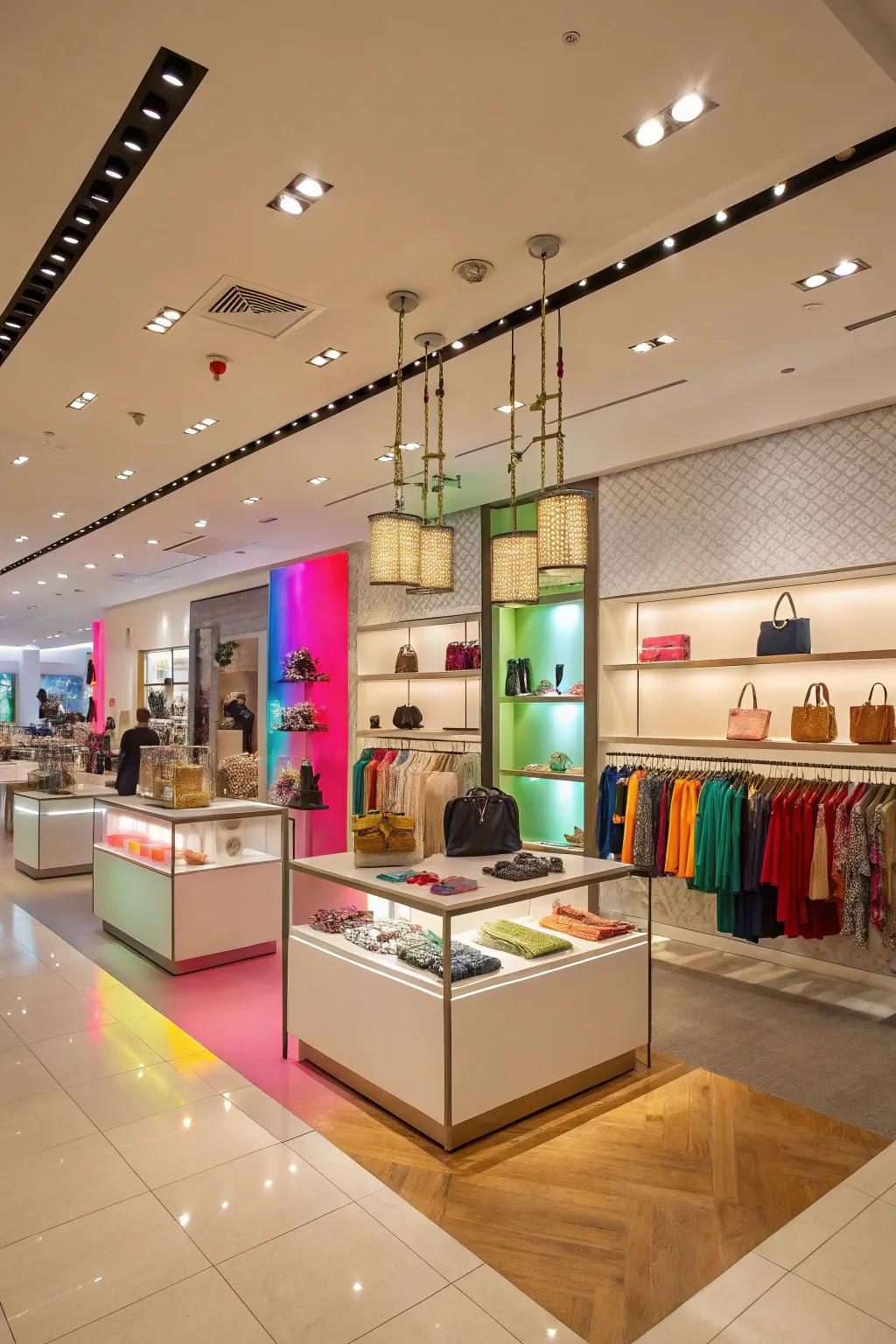 Detail lighting adding a splash of color and flair.