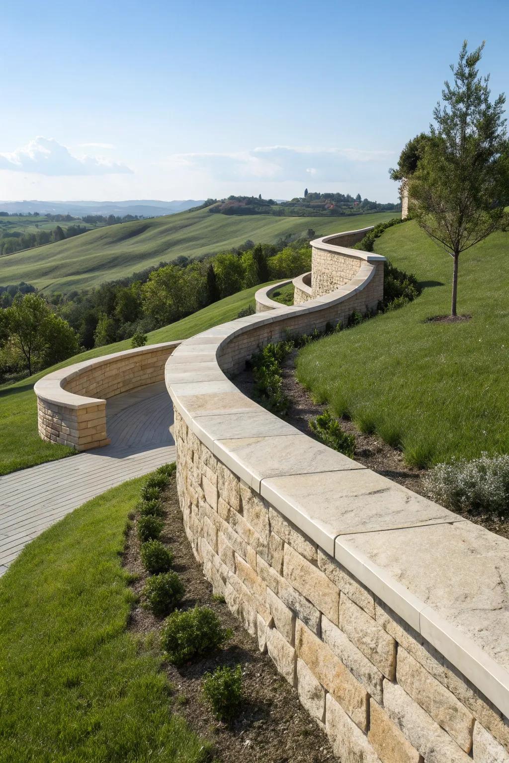 The use of curved caps gives a natural, flowing appearance.