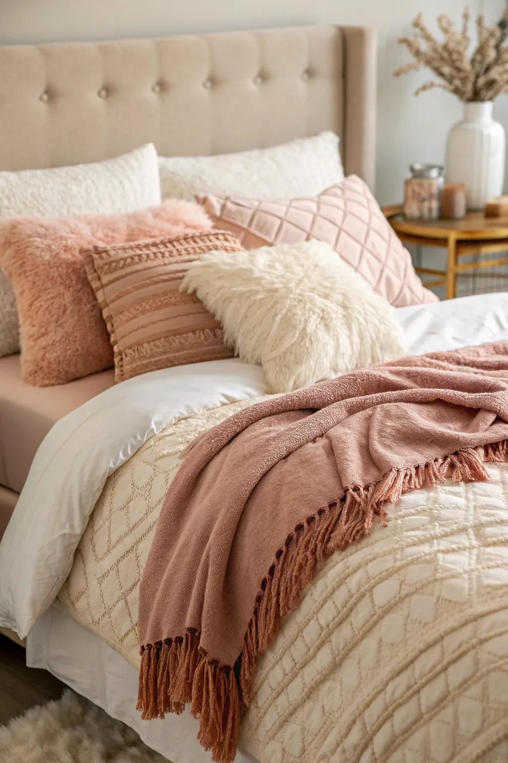 Extravagant bedding with levels of convenience for a romantic escape.