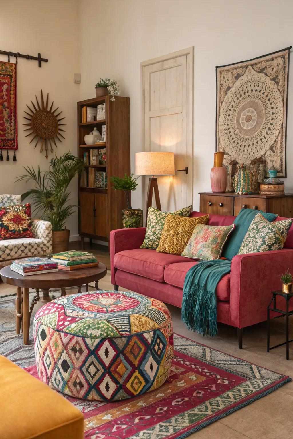 A unique living area brimming with character and elegance.