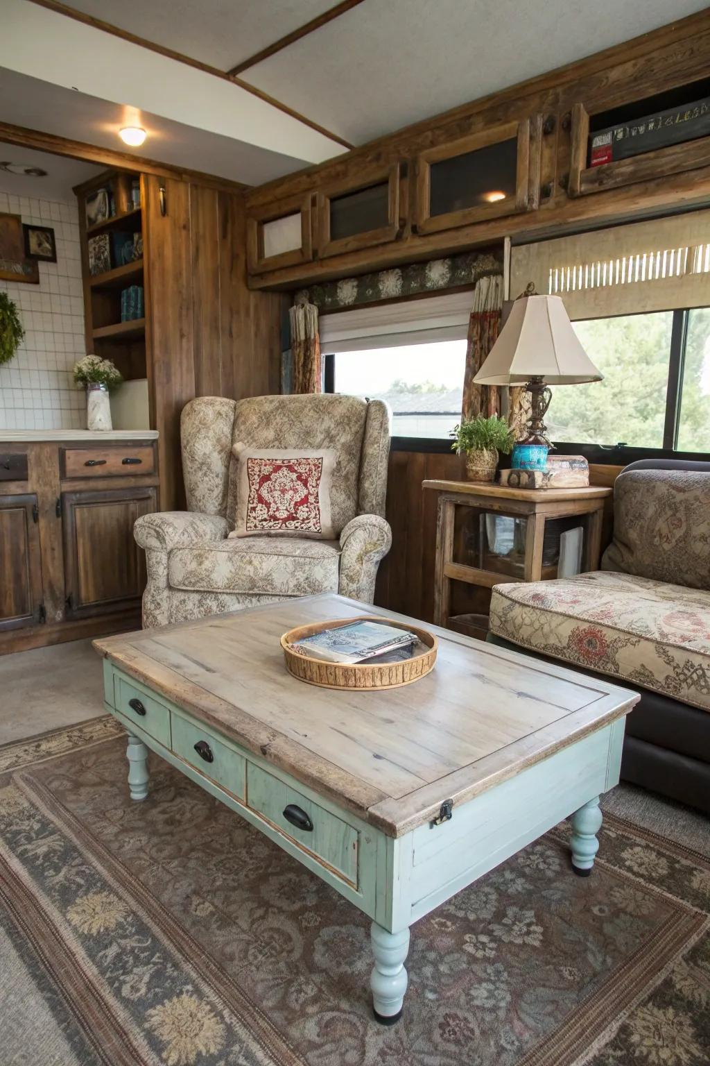 Antique furnishings introduce timeless allure and character.