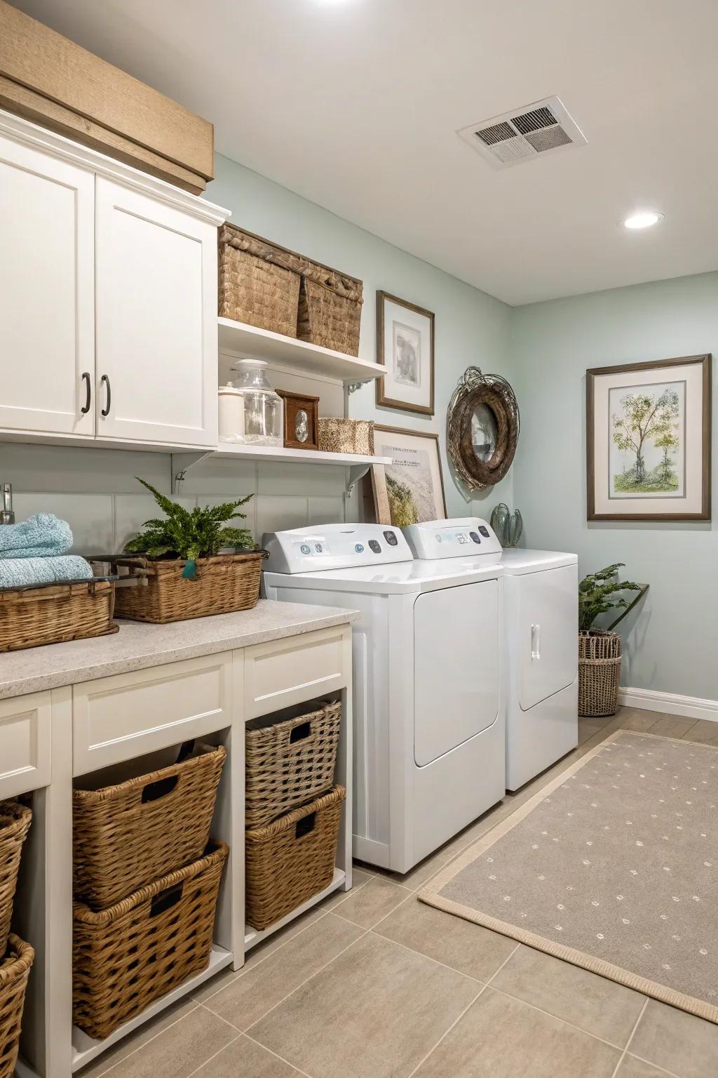 An unbiased color theme provides a serene, balanced backdrop for rustic components.