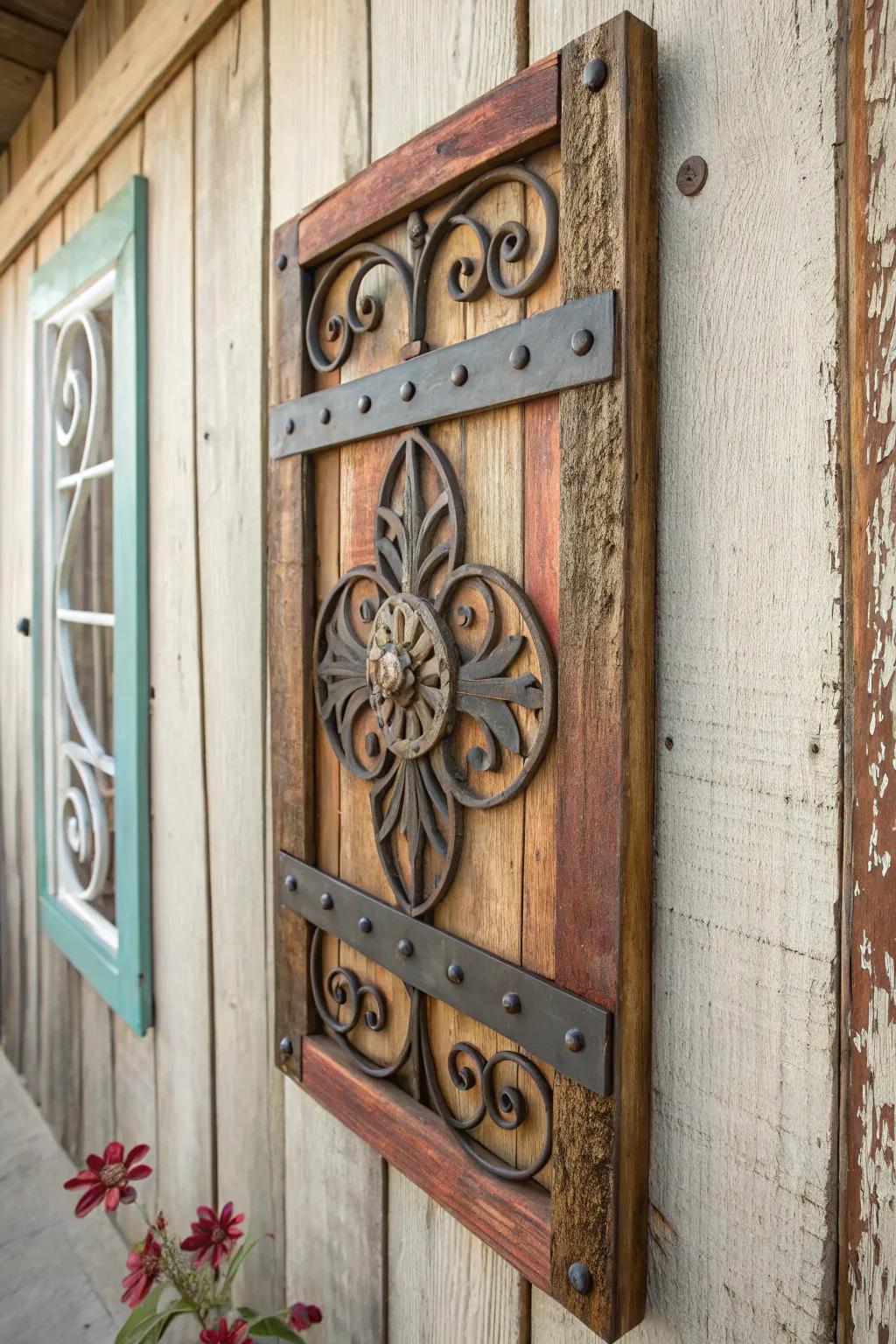 Countryside-inspired art pieces featuring metal and timber elements contribute charm and individuality to the design.