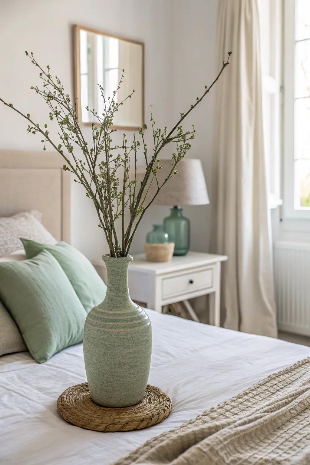 Find serenity with minimalist sage green decor.