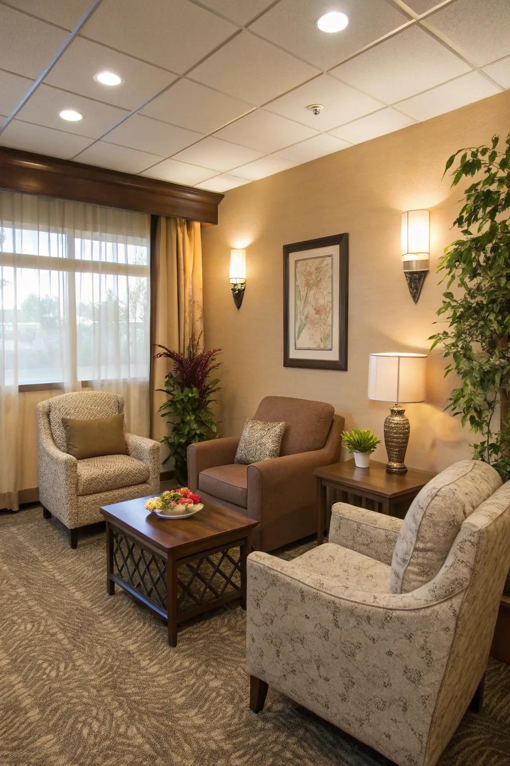 An inviting seating area encourages relaxation and conversations.