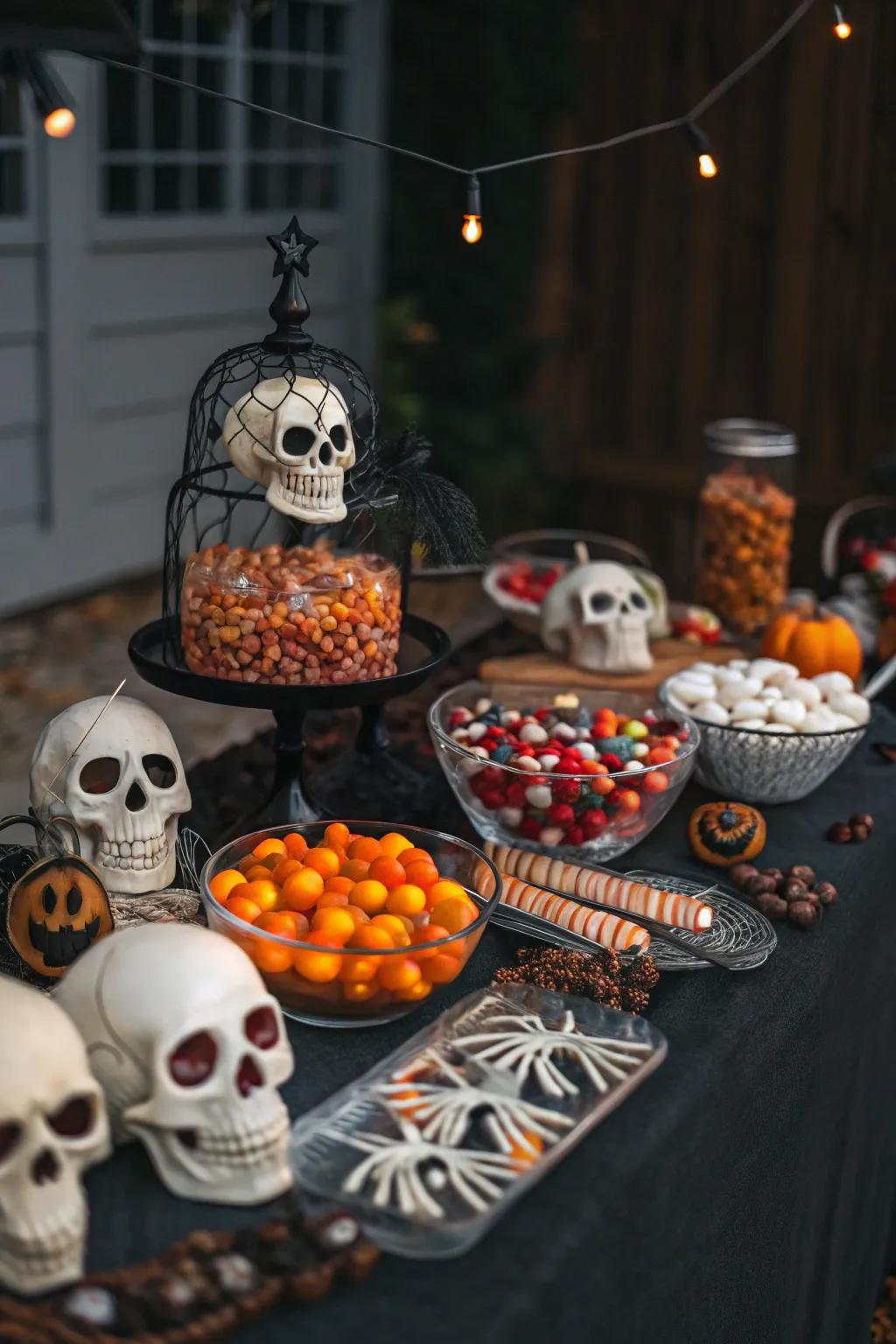 Introduce a hint of terror using craniums and skeletal figures.