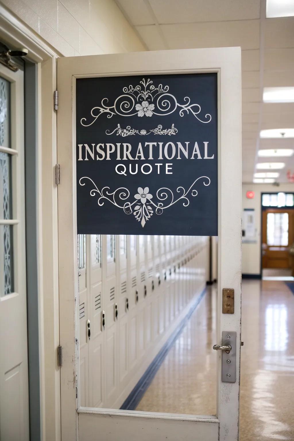An inspirational word on an academic door to drive students.