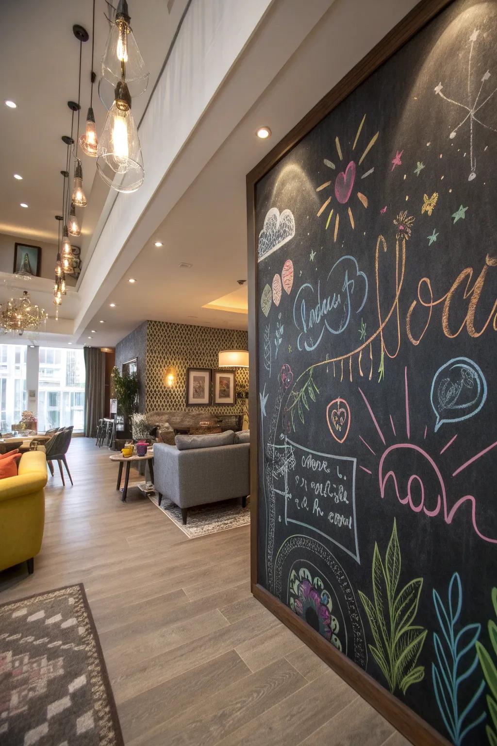 Get creative with a customizable chalkboard selfie station.