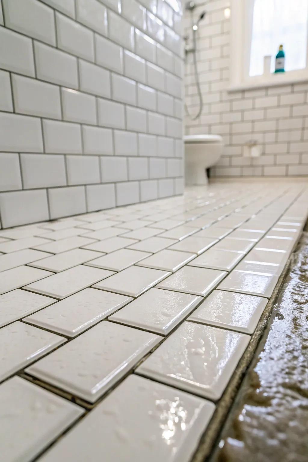 Rectangular tiles offer a polished, enduring design for any shower.