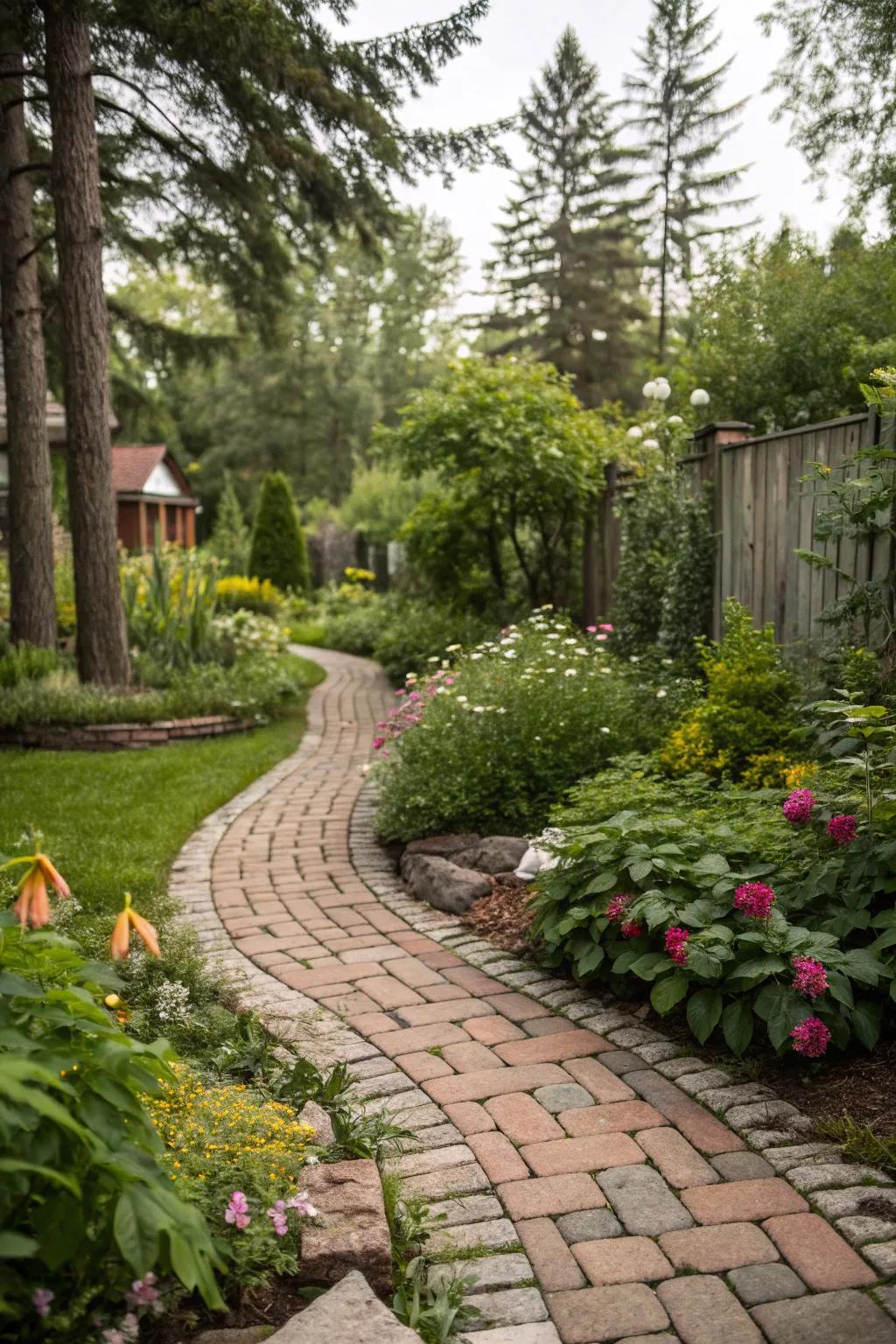 Mixing materials adds texture and character to your side yard.