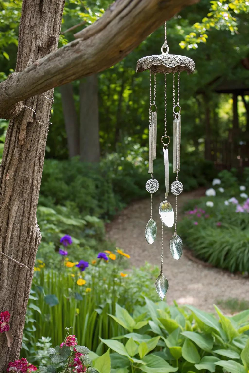 Seashore debris and silverware embellish each other within this greenery location.