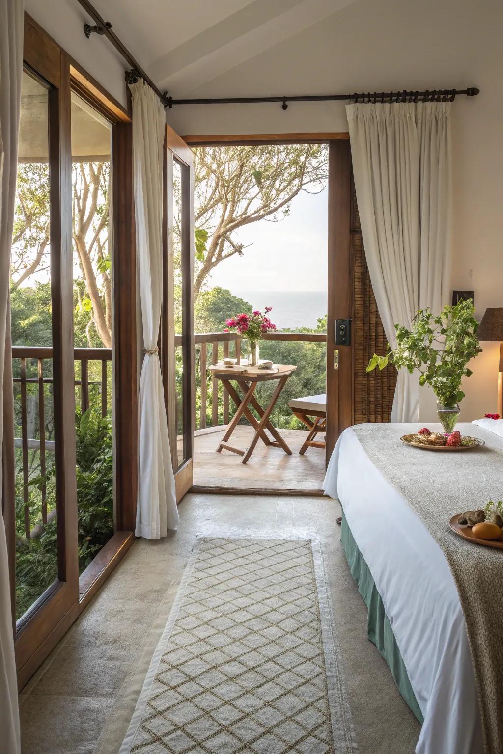 Unrestricted access from the bedroom to a welcoming balcony.