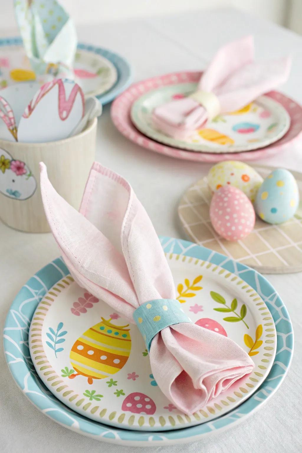 Bunny ear napkins bring Easter charm to your table.