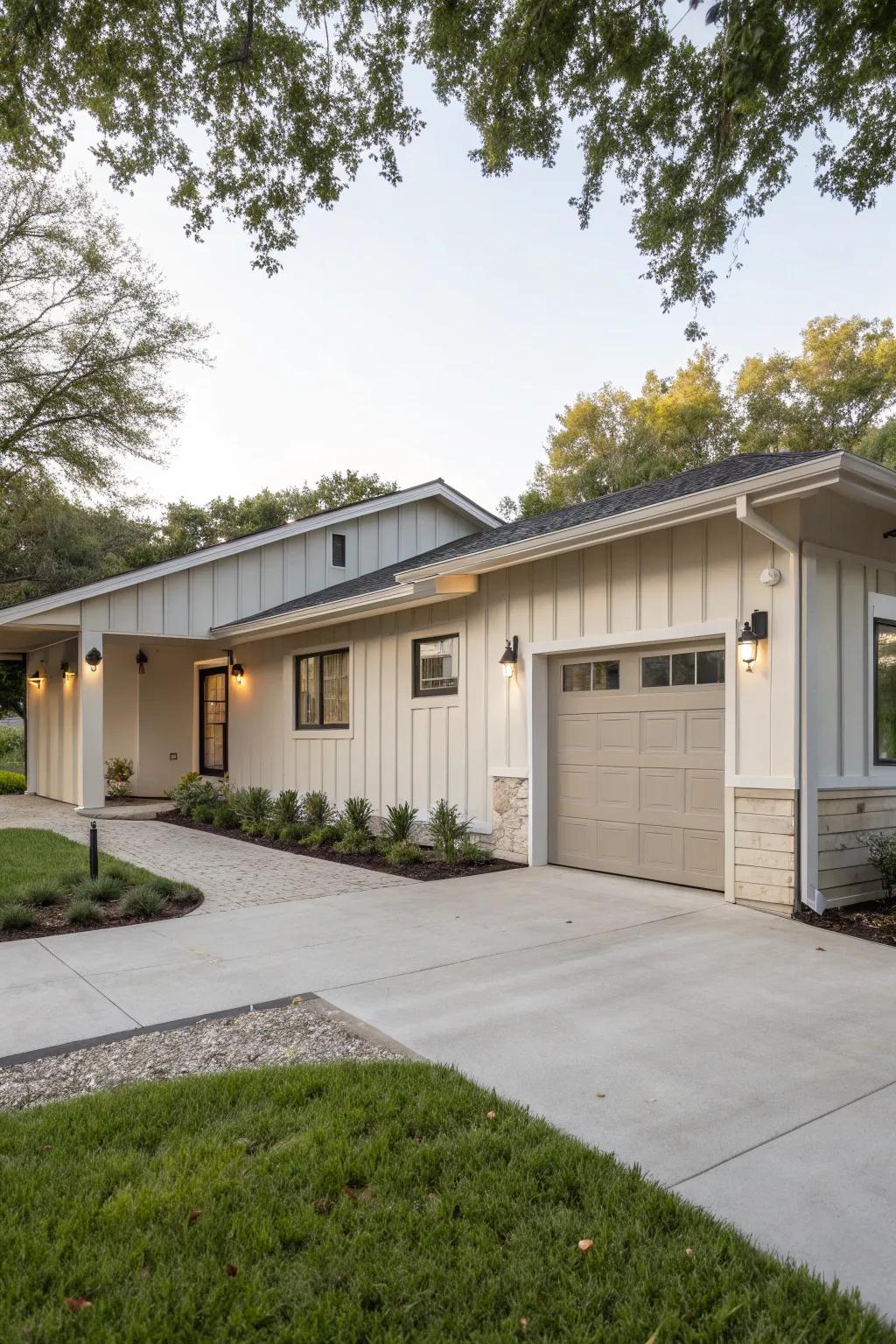 A seamless garage addition that complements the existing architecture.